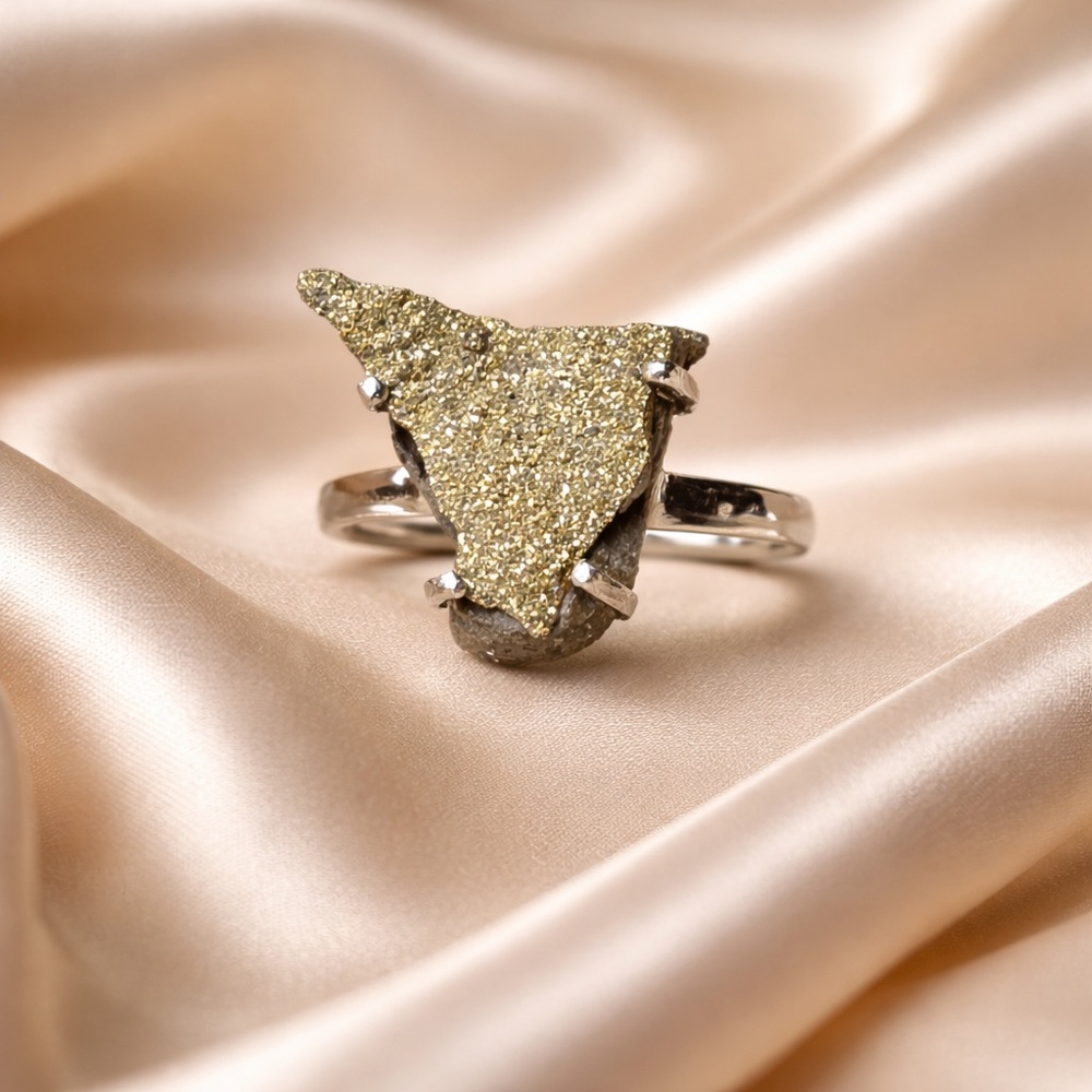 Rainbow Pyrite Druzy Ring - Picture 12 of 14